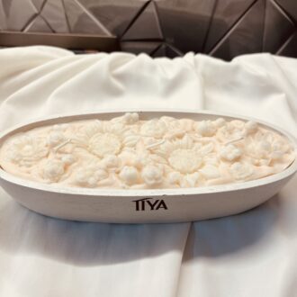 Dining Ceramic Candle with Flowers