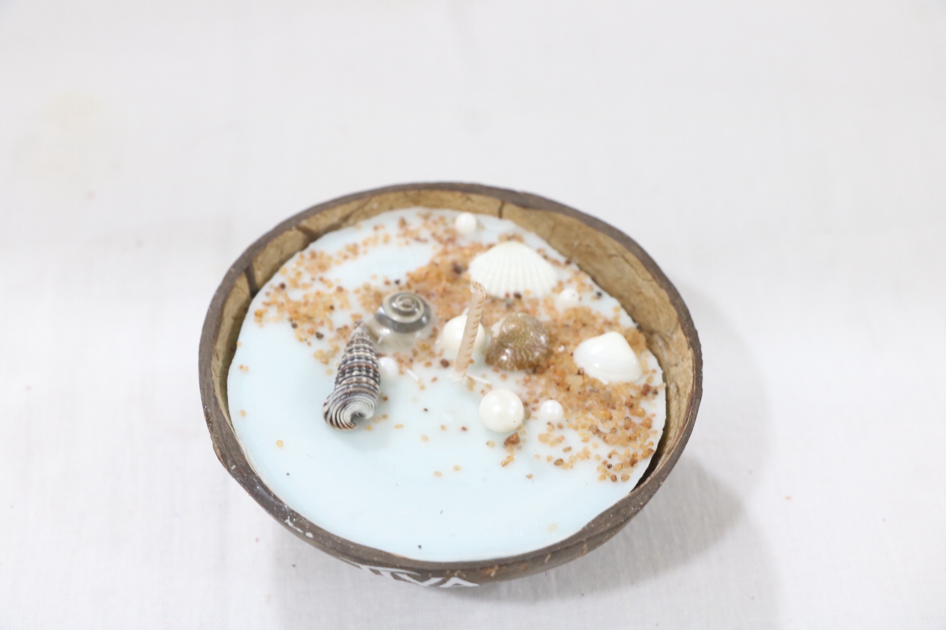 Blue Oceanic Coconut Shell Candle - Image 2